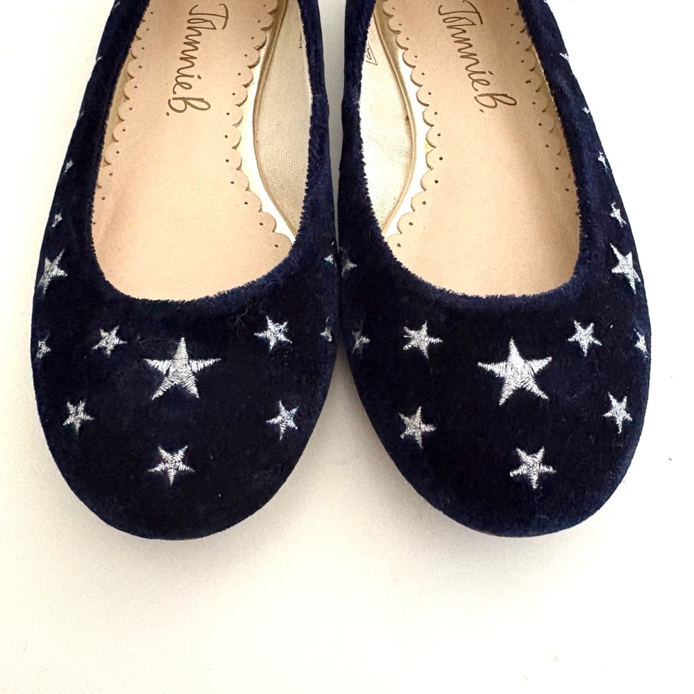 Mini Boden Johnnie B Navy Velvet Star Ballet Flats Girls Size EU 33 / US Kids 2 - Picture 2 of 6